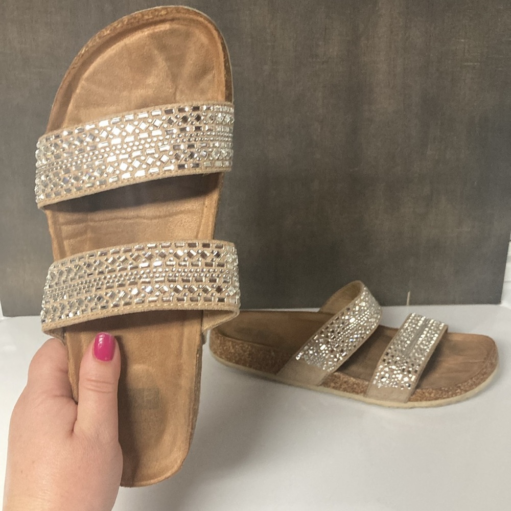 F&F Cork Sandals Kewels Embelished Women’s Size 38EU 7.5US